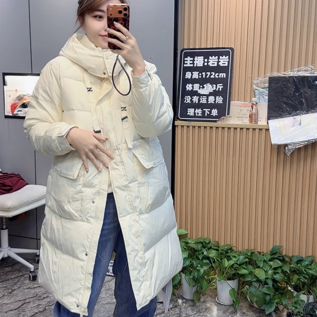 岩岩家冬中长款显瘦棉服双拉链