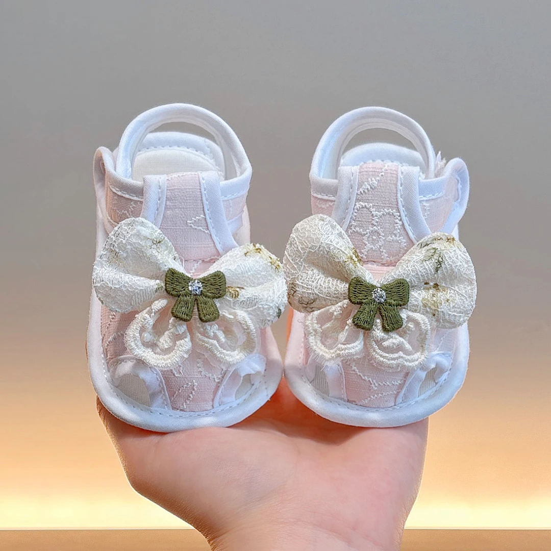 女宝夏季薄款凉鞋0-女宝宝布底步前新生儿鞋子婴儿婴儿夏季鞋