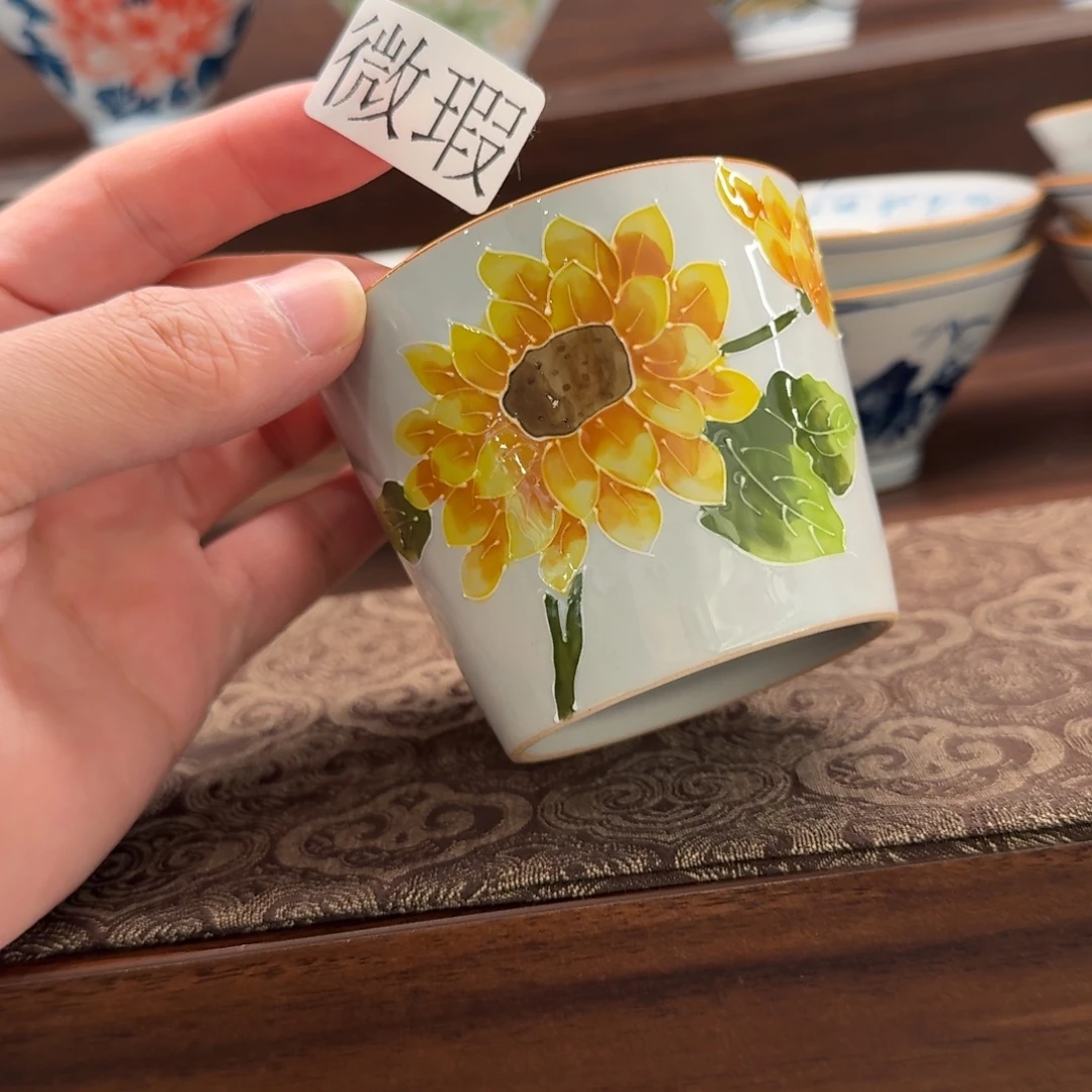 釉下手绘茶具微瑕