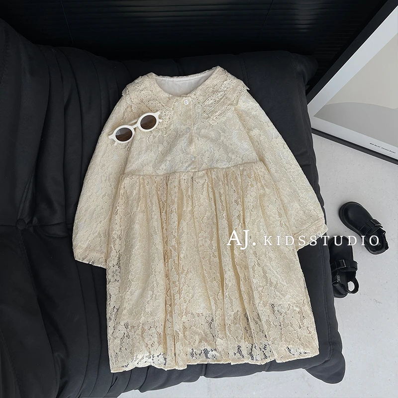 Q春秋装女童韩版小香风蕾丝淑女连衣裙HDK3848-1