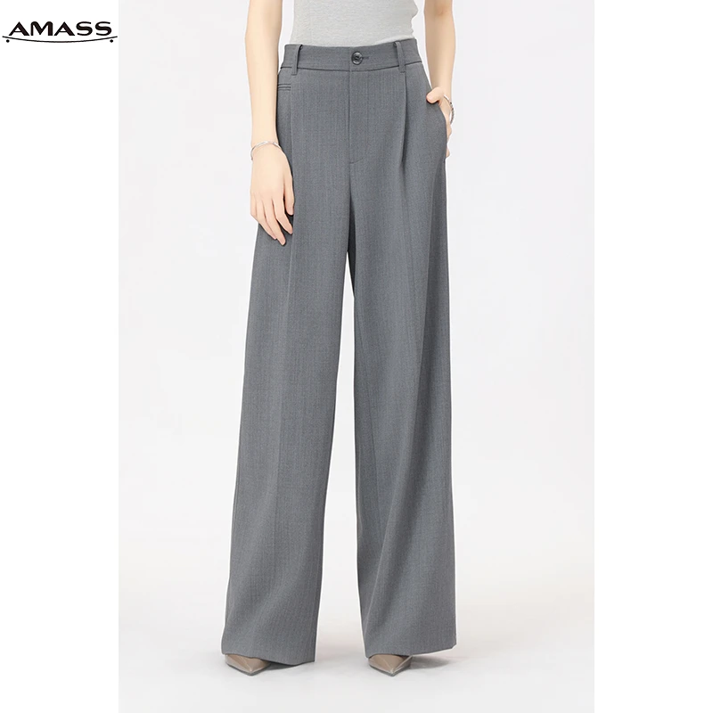 AMASS/阿玛施春秋新款时尚休闲英伦百搭垂感阔腿裤西裤女 5100649