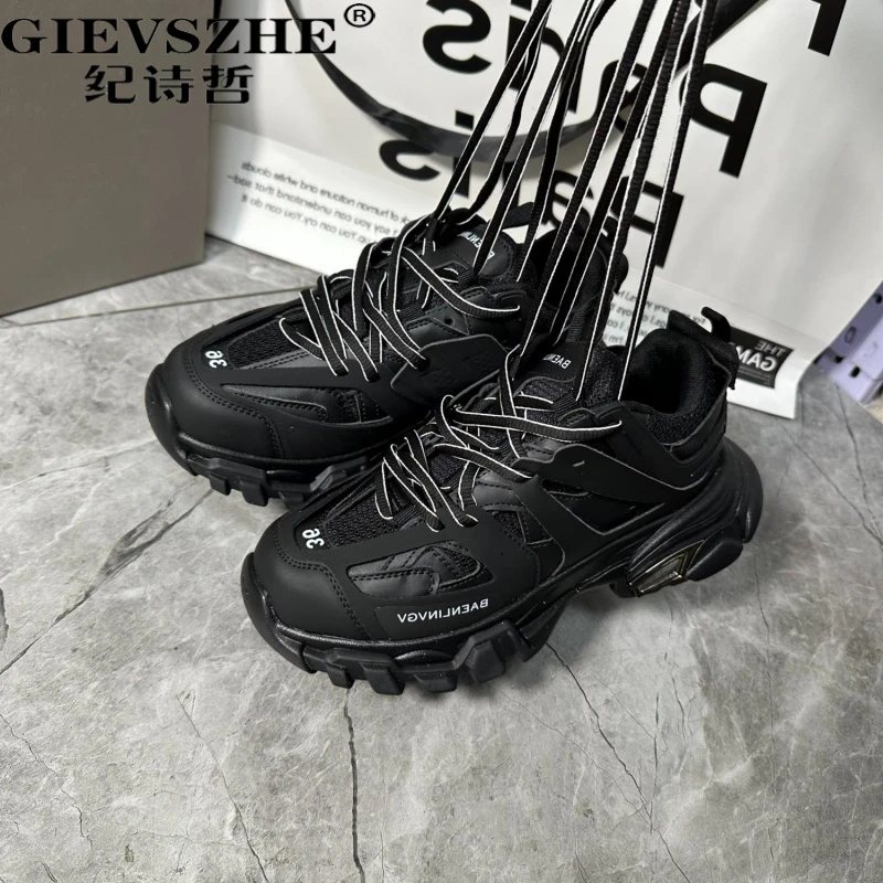 纪诗哲复古厚底增高拼色老爹鞋女2025秋季新款休闲透拼色增高厚底