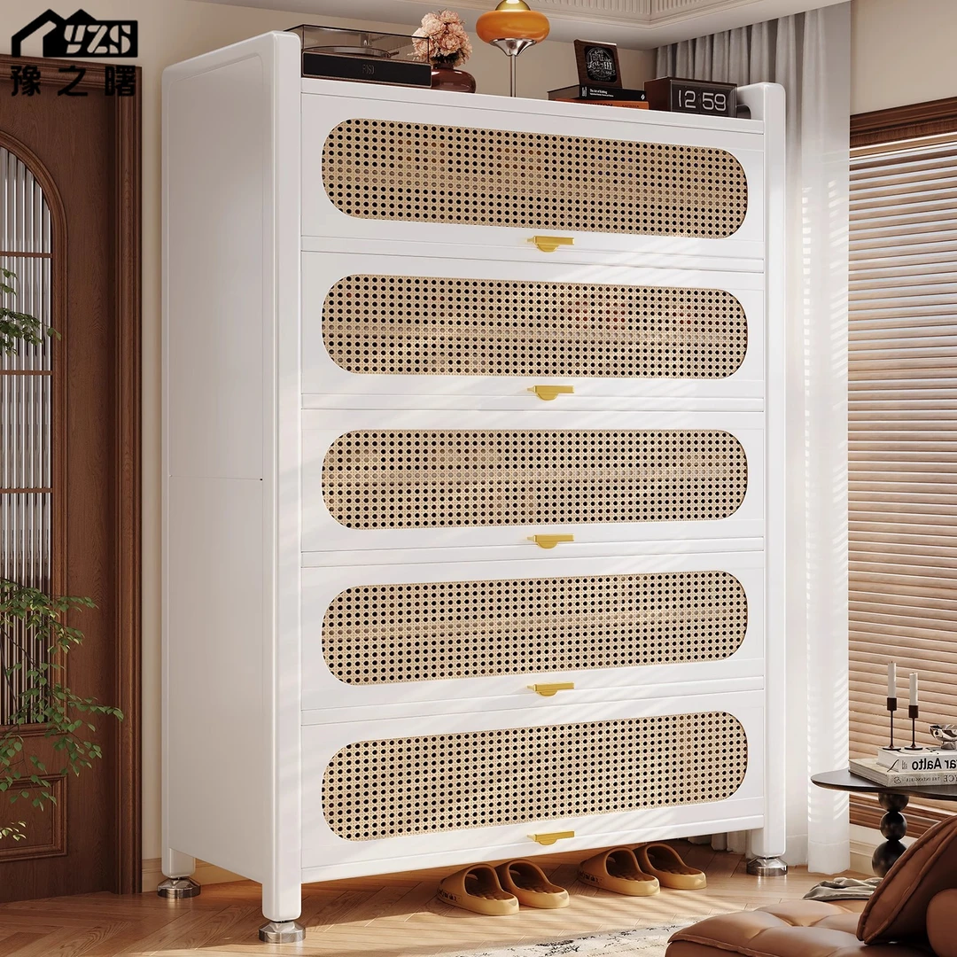 豫之曙钢制鞋柜家用门口多层入户藤编收纳柜一体靠墙2025新款鞋架