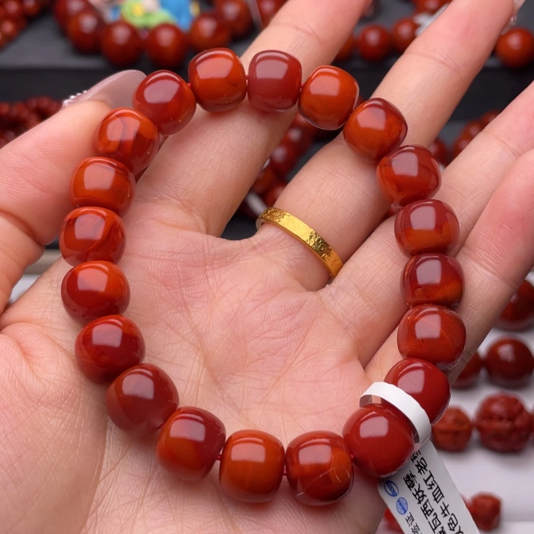 南红玛瑙未镶嵌手链11mm顶品瓦西双色老型手串