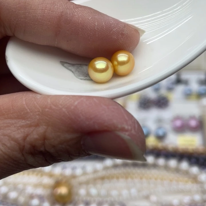 淡水珍珠耳饰银S925镶嵌豆**h