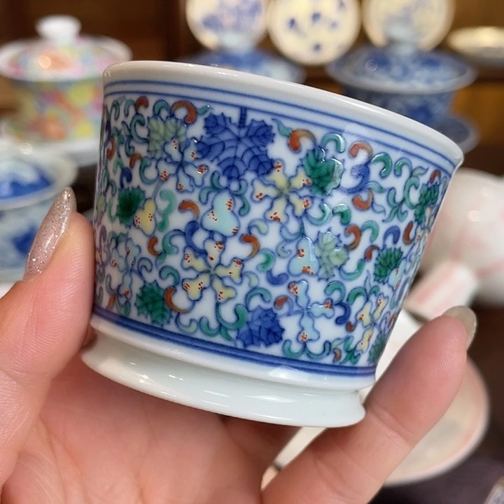 福利款全手工斗彩福在眼前容天杯
