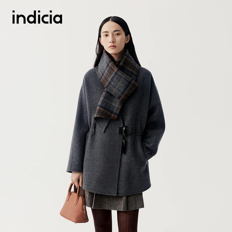 indicia标记商城同款25冬百搭围巾领松弛感呢子大衣F2D5DY505C