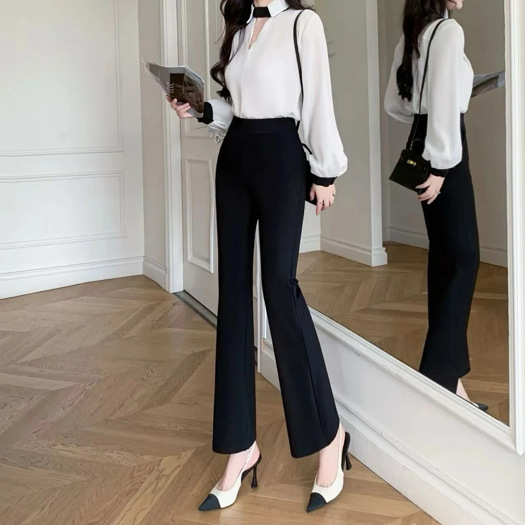 【运费险】微喇裤女秋冬新款小个子显高显瘦小黑裤高弹力百搭休闲裤