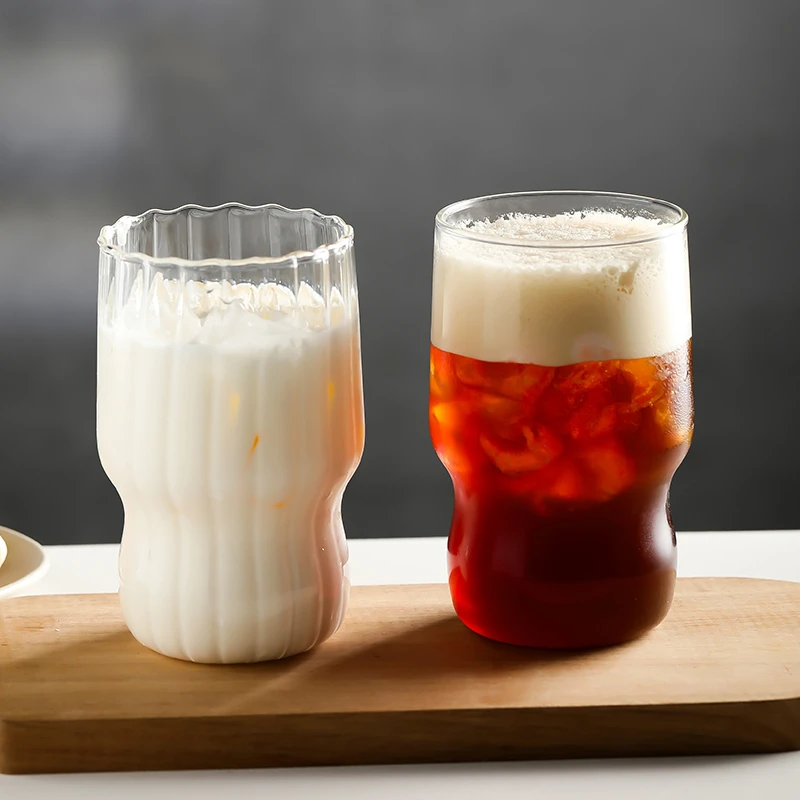 玻璃杯学生办公室原创简约女士高颜值牛奶冰咖啡杯水杯透明拿铁杯