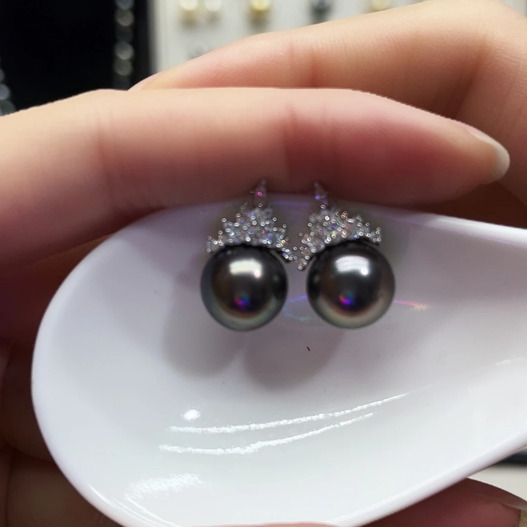 海水珍珠耳饰银S925镶嵌