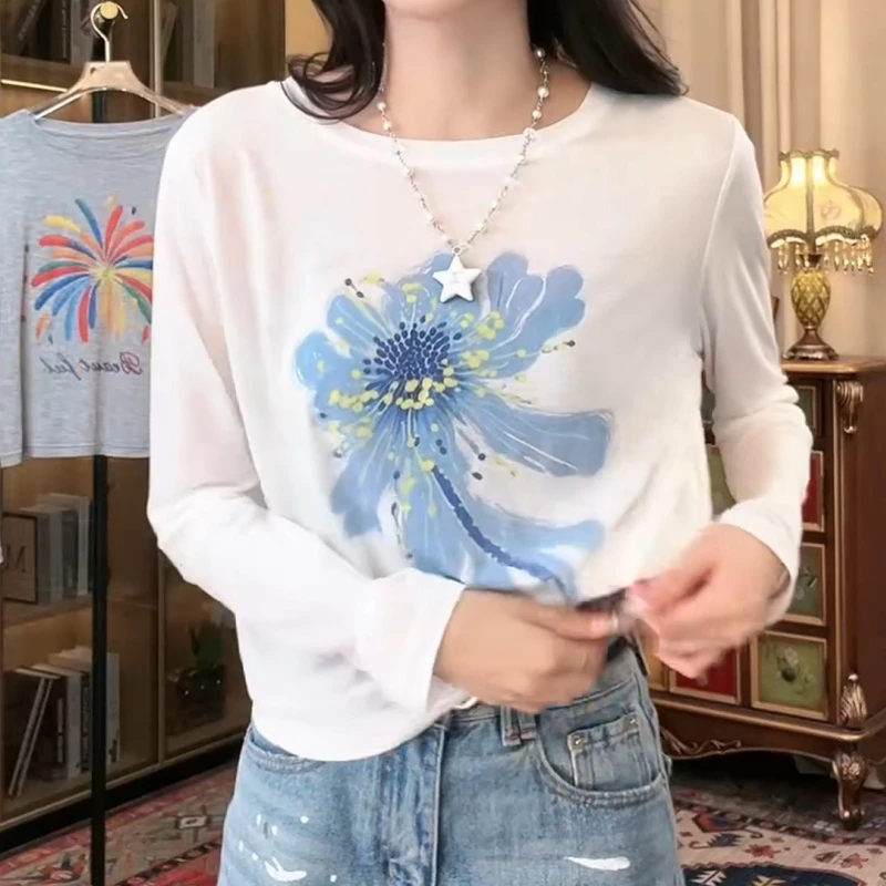 2025复古减龄休闲设计显瘦软糯长袖T恤上衣LK2504781