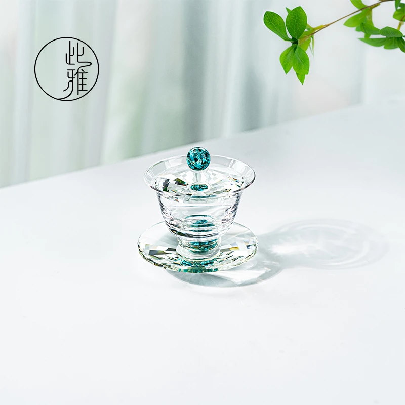 水静莲k9水晶盖碗茶杯高端高档泡茶壶单个不烫手泡茶器