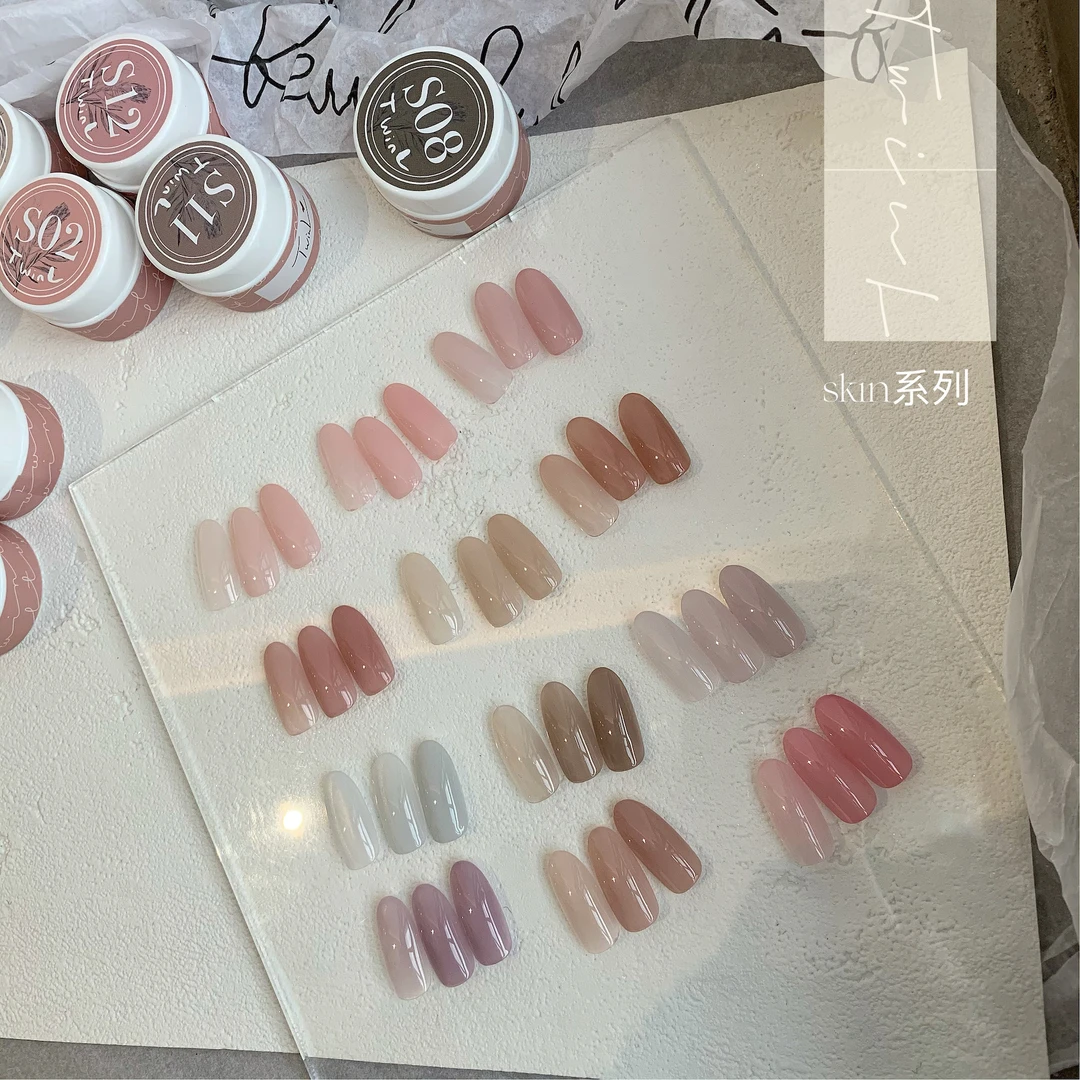 TwinL美甲光疗胶 新手罐装彩色甲油胶套装裸色skin系列一色一备案