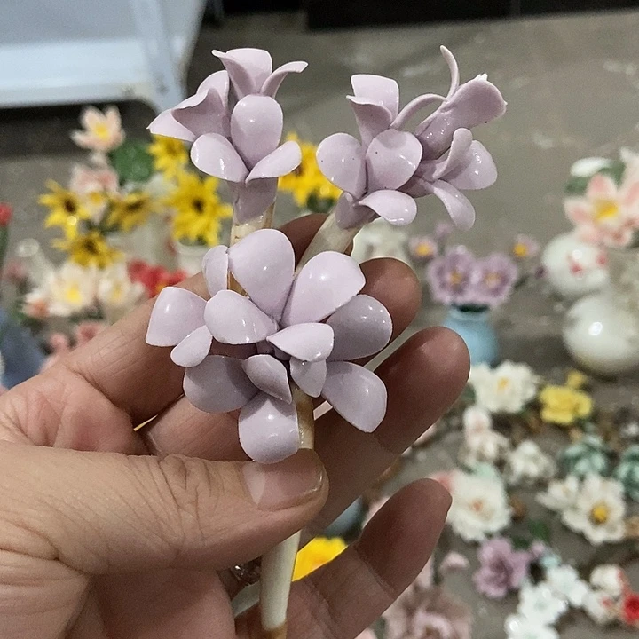 瓷片纯手工陶瓷花摆件瑕