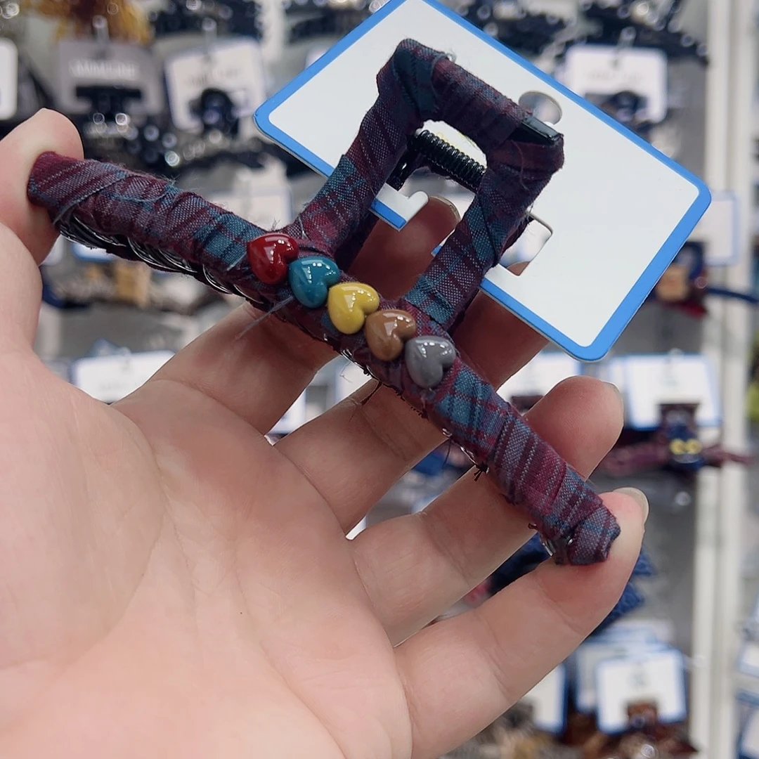 布艺非金属13cm抓夹格子款