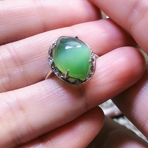 和田玉戒指银S925镶嵌