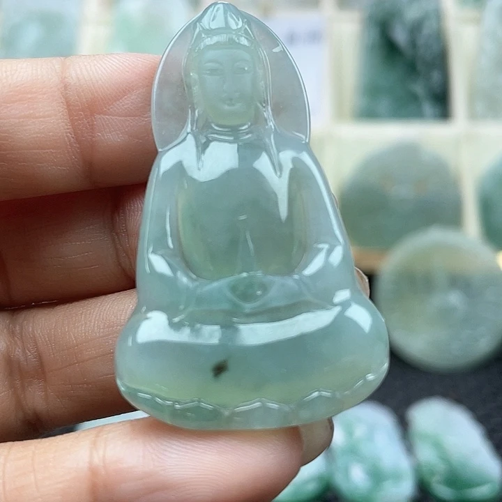 颈饰未镶嵌翡翠天然翡翠A货素衣观音