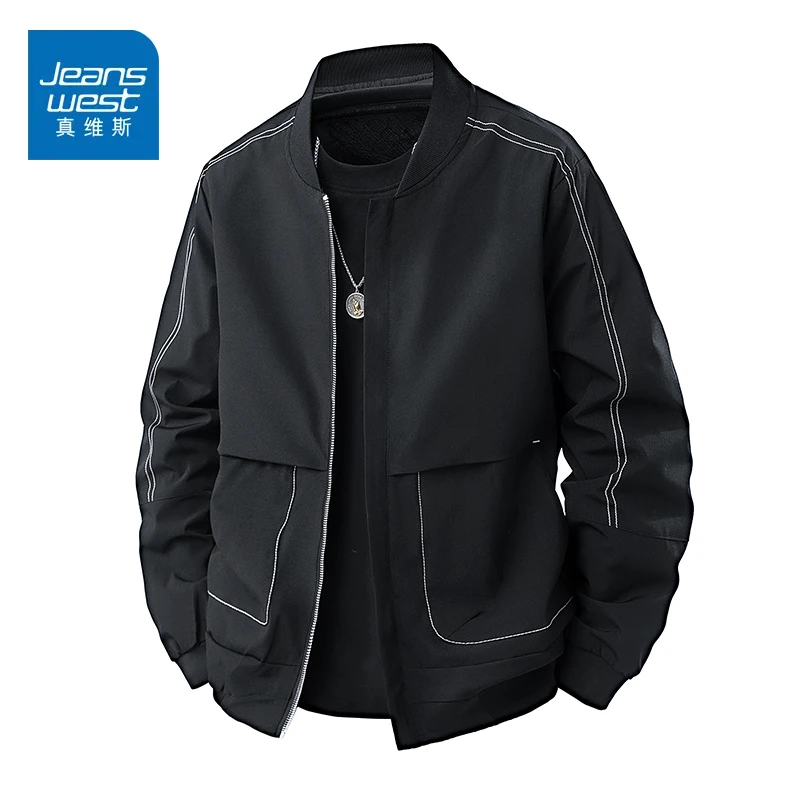 真维斯行政夹克男士爆款2025新款百搭痞帅男款条纹港风复古外套