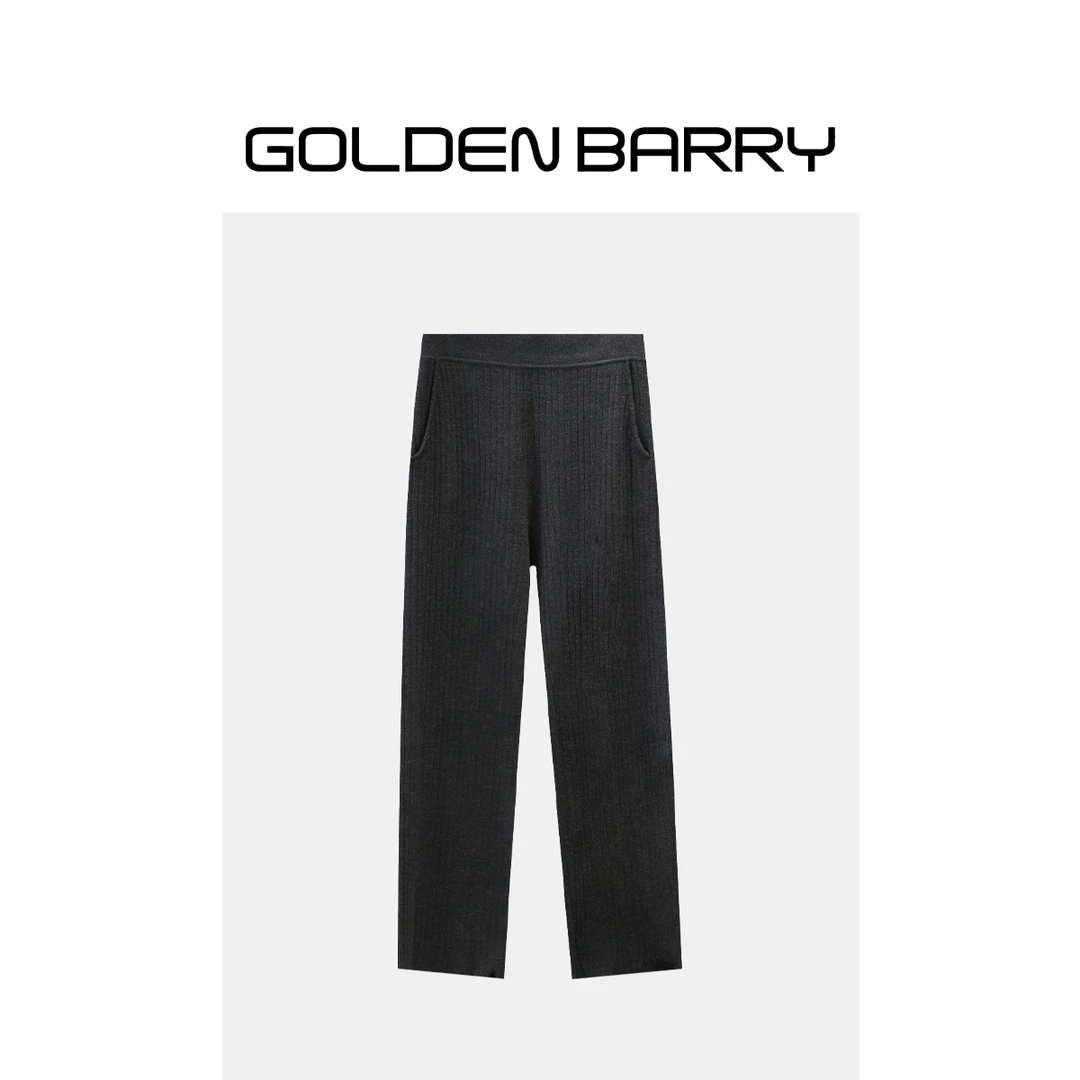 GOLDENBARRY|511060设计师宽松舒适直筒毛织阔腿裤