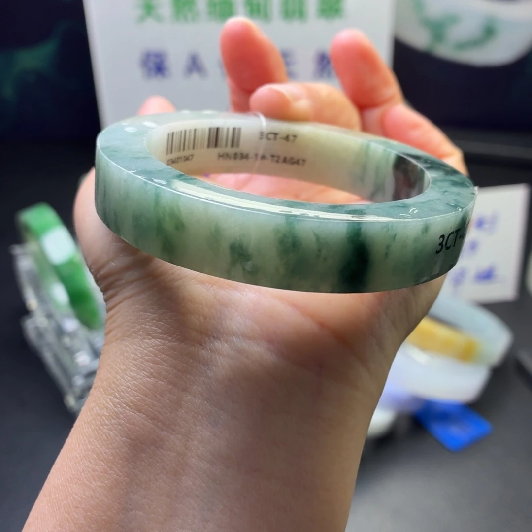 定制翡翠未镶嵌翡翠手镯冰飘花