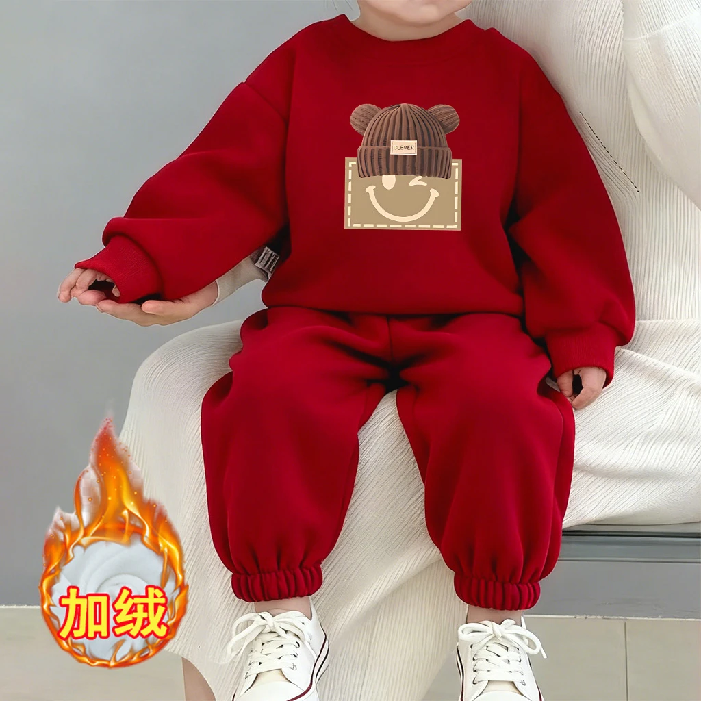 儿童姐弟装新年套装中国风冬季加绒卫衣拜年服龙凤胎兄妹装演出服