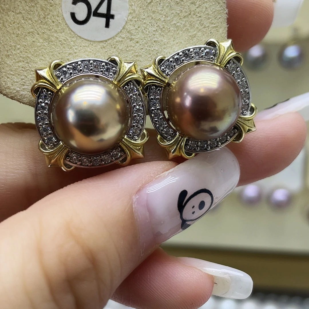 银S925镶嵌淡水珍珠耳饰