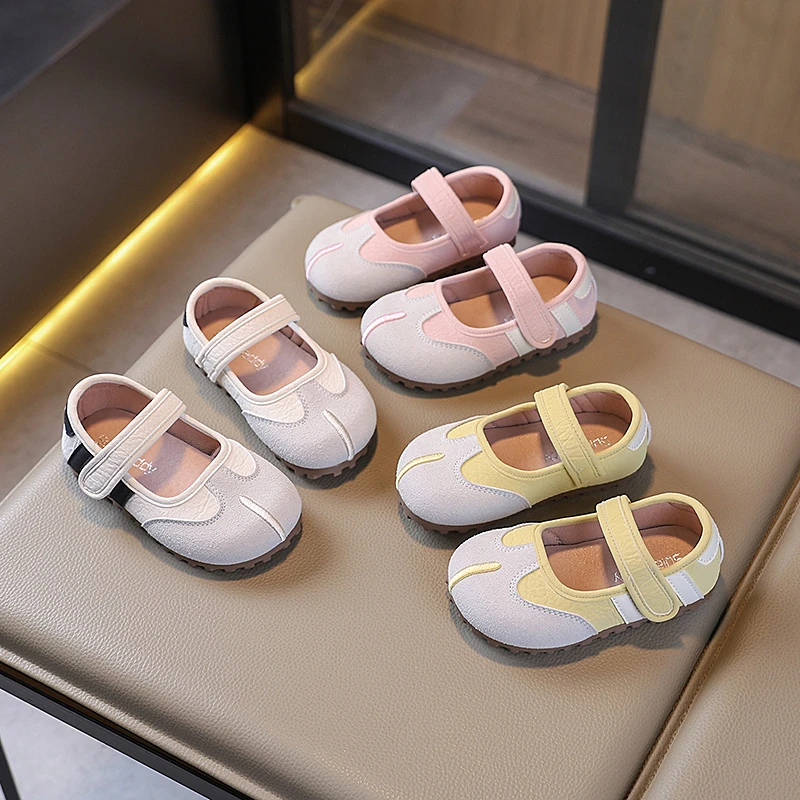 女童皮鞋2025秋季新款假分趾儿童鞋子小女孩公主鞋软底休闲豆豆鞋