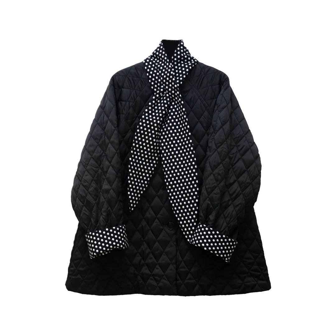 UWW2511072中长袖圆领薄款常规棉服棉衣戴围巾保暖冬季加厚外套