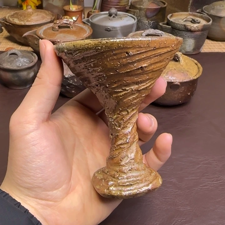 铃木贵詞高脚盏杯备前烧