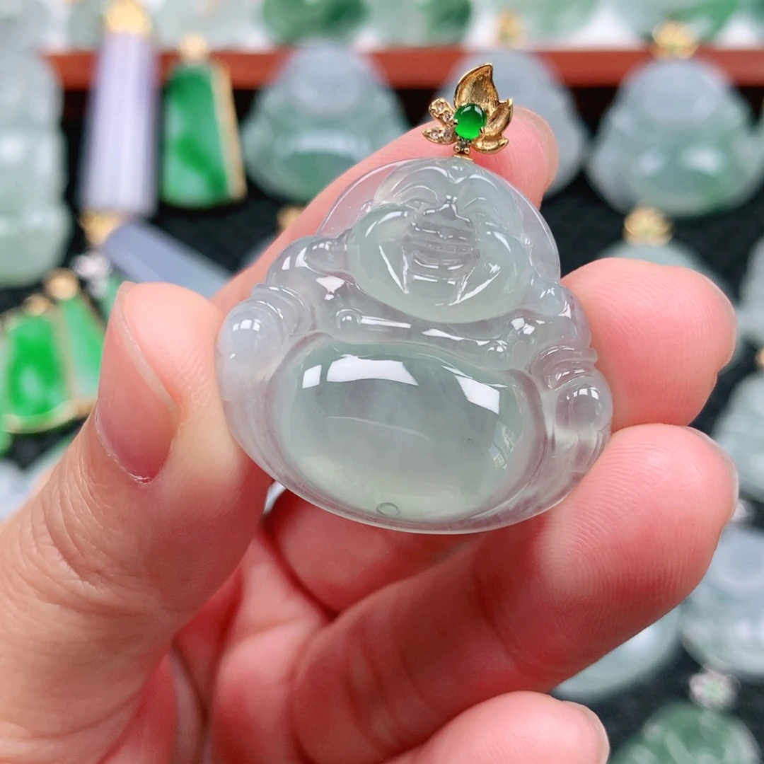 翡翠吊坠(不含链)18K金镶嵌