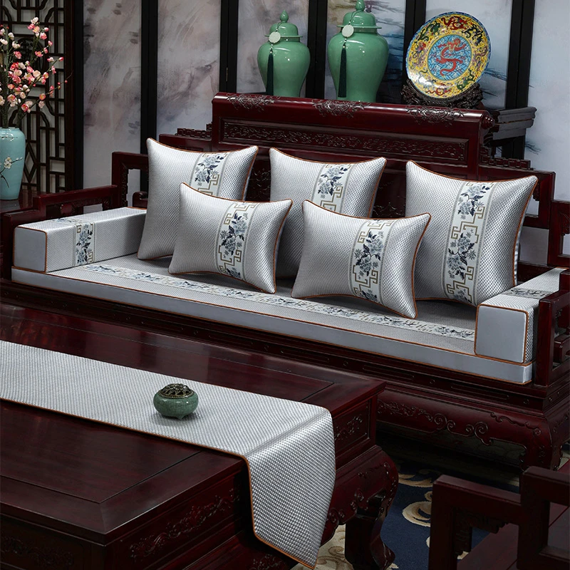 新中式沙发垫夏季凉席透气竹藤椅垫红木家具坐垫清凉藤席冰丝座垫