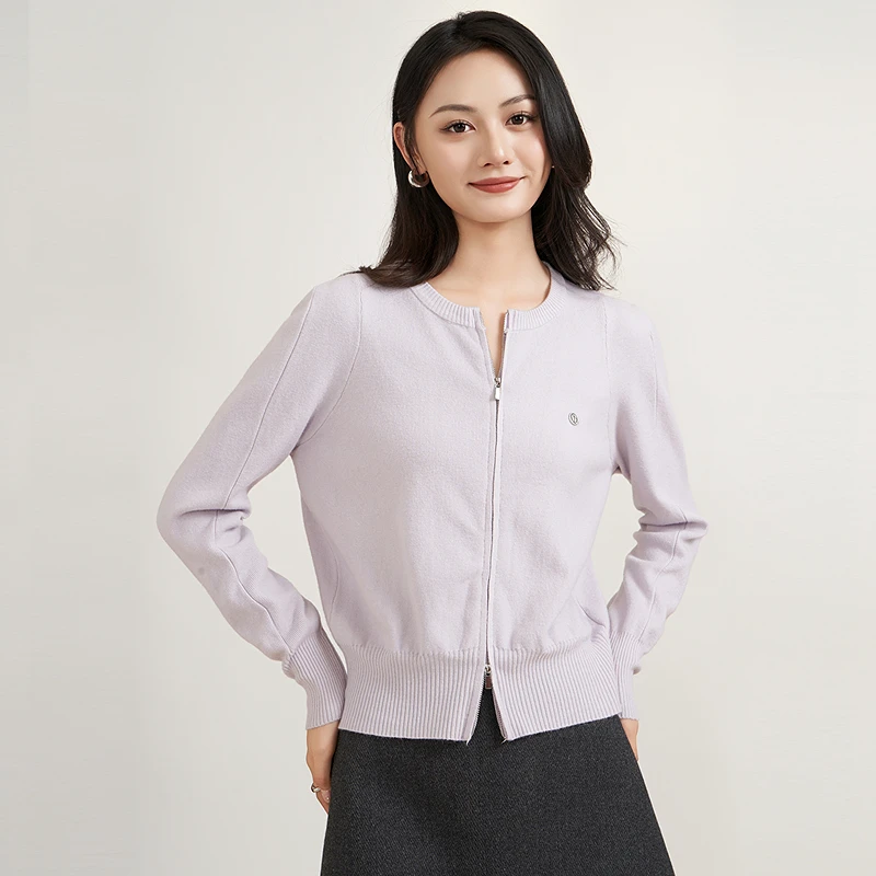 圆领宽松型拉链秋季轻职风短外套百搭运动女装长袖YA25104W504