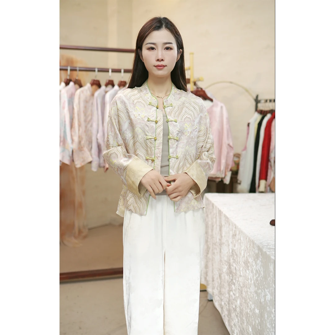 《山崖·纹》新国风高定织锦提花老料宽松显瘦女士2025新款外套女