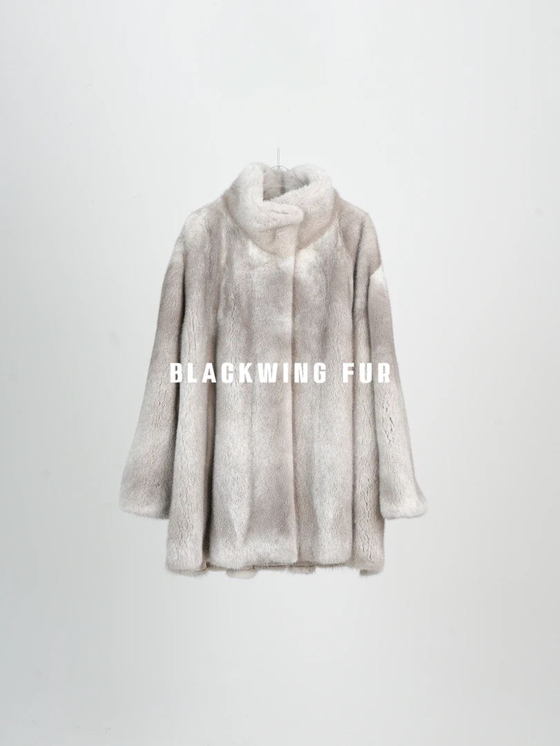 [黑翼甄选.斗篷星辰]秋冬新款女装天然水貂外套