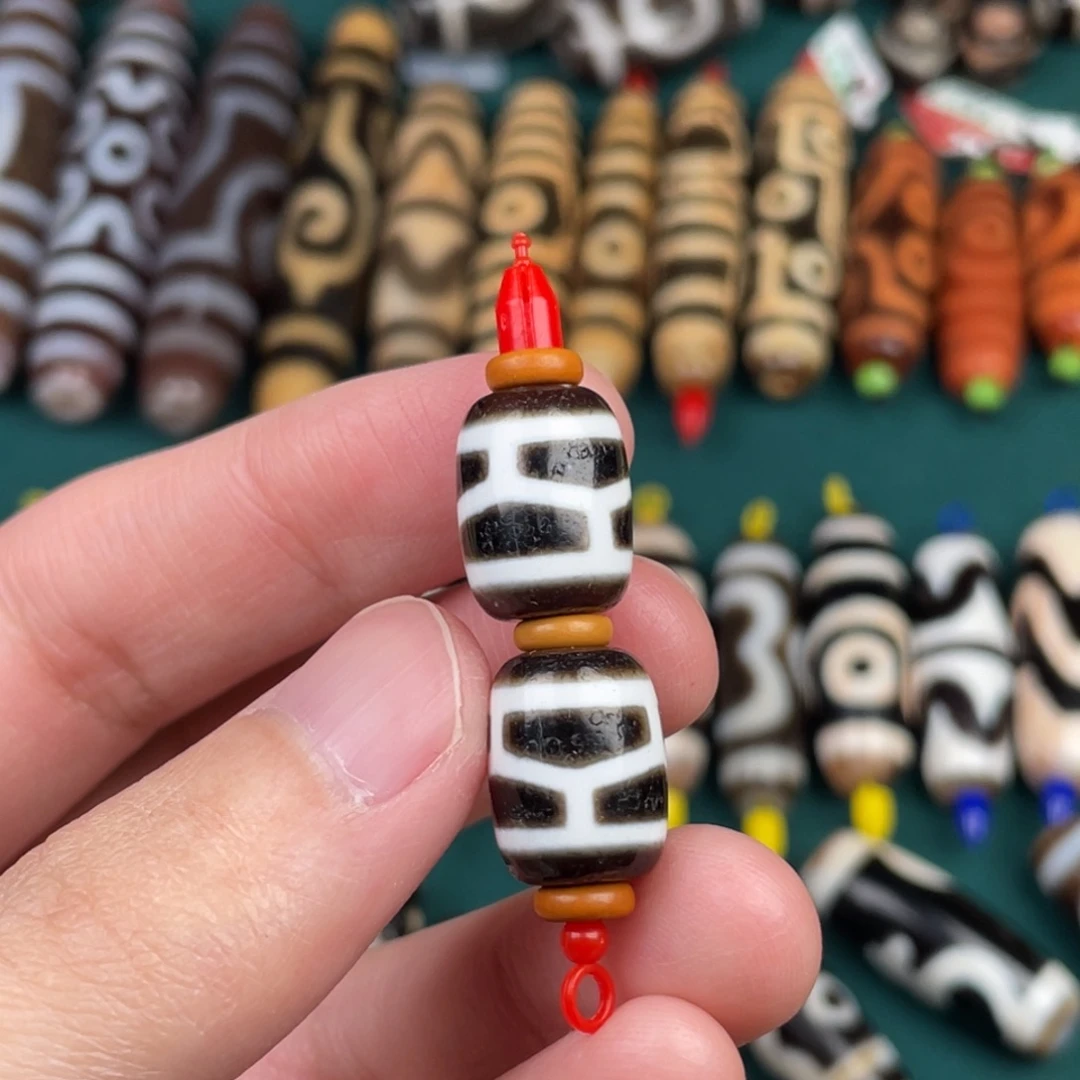 玛瑙/玉髓裸珠14 11 龟甲图腾一串