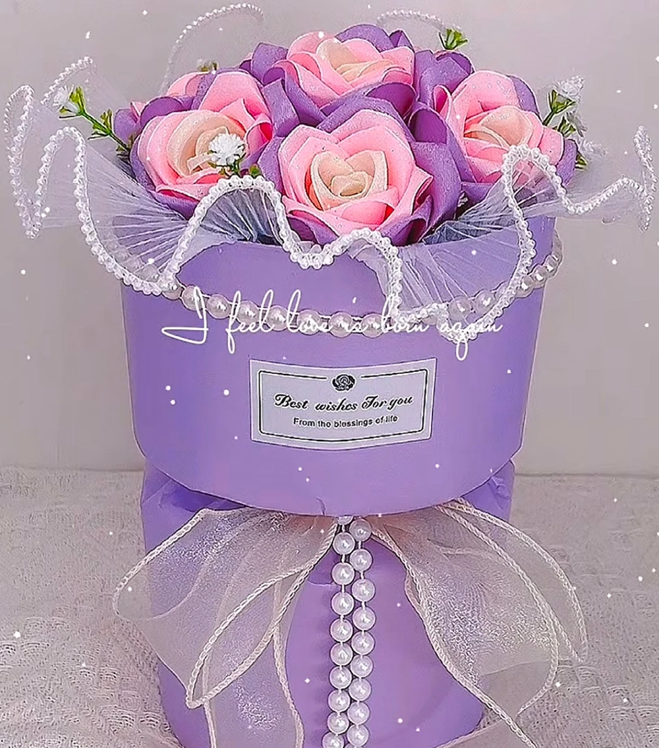 手工花束成品小香风紫色玫瑰送女友闺蜜礼物全国包邮