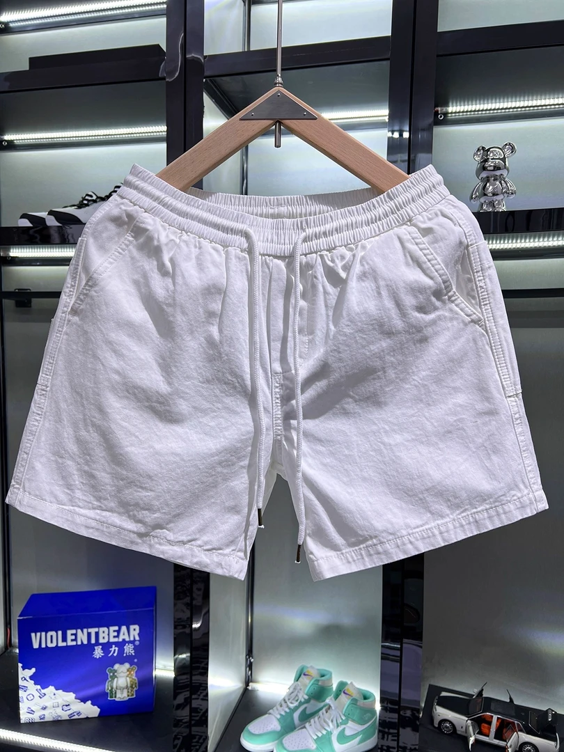 2025新款纯棉四分三分工装休闲短裤男夏季薄款宽松直筒沙滩中裤子