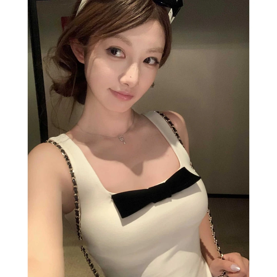 韩系蝴蝶结吊带背心女夏季纯欲温柔气质修身显瘦紧身外穿上衣