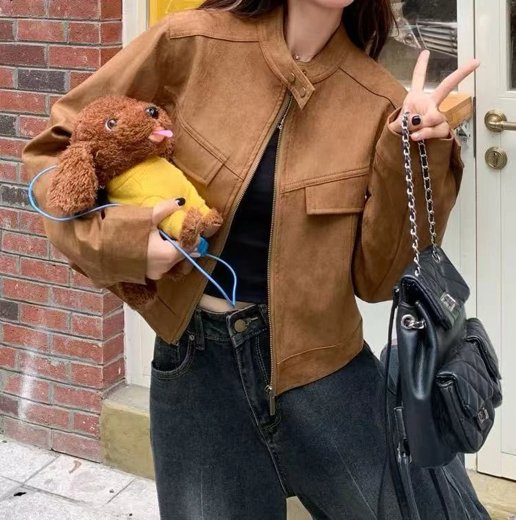 复古立领小个子夹克外套2025春季新款女装外套 769066