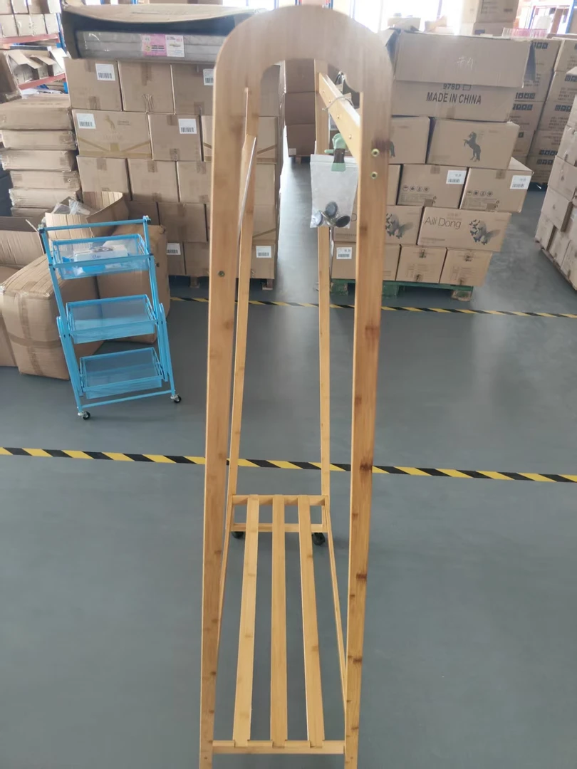 落地式衣帽架80cm衣架带滑轮实木