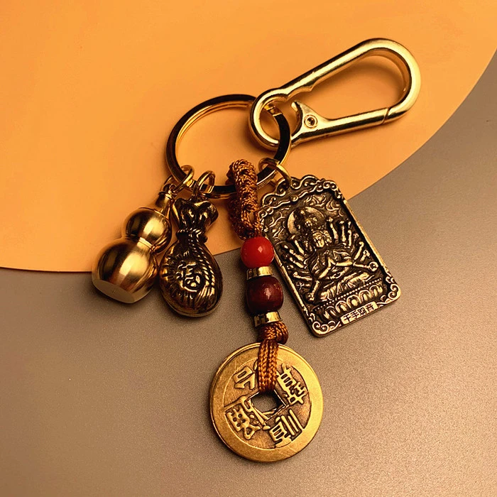 十二生肖八大守护牌创意车钥匙发财挂件钥匙串复古风挂件