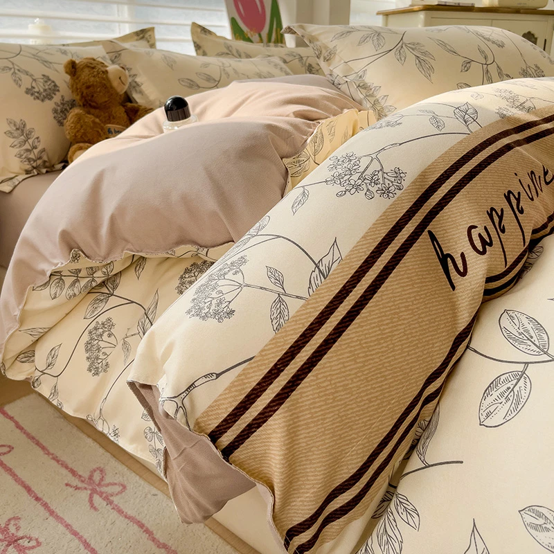 【花卉田园】磨毛斜纹被套被罩亲肤透气单人双人床上四件套床单款