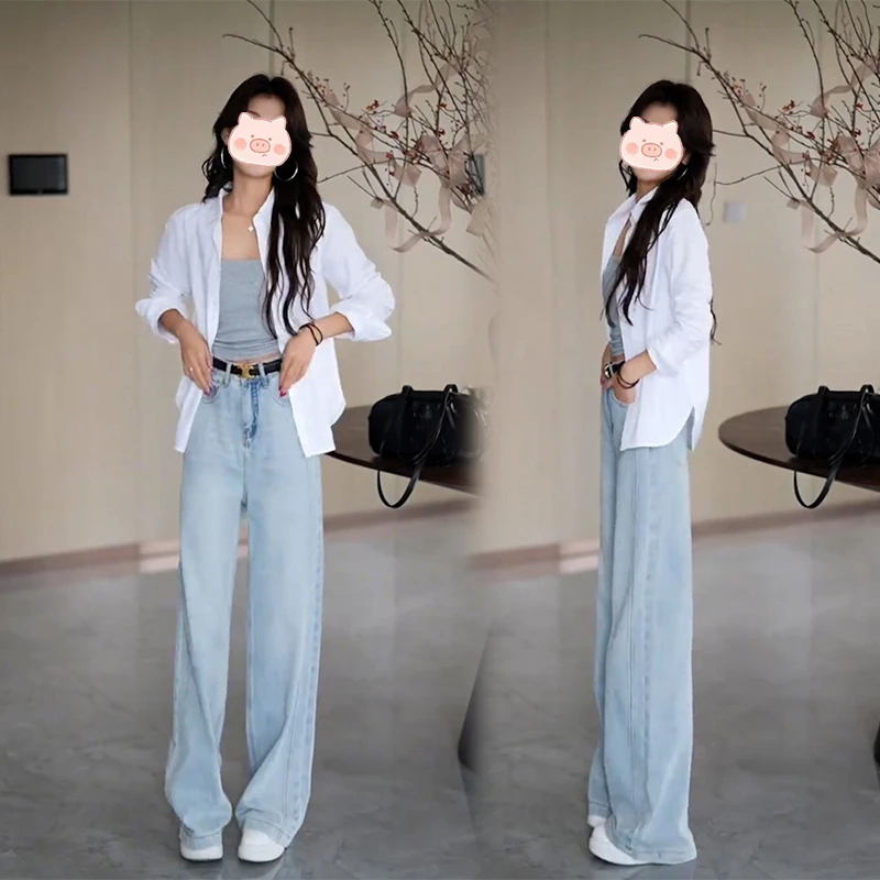 2025早春新款小个子法式衬衫外套女春夏薄款韩版上衣牛仔裤两件套