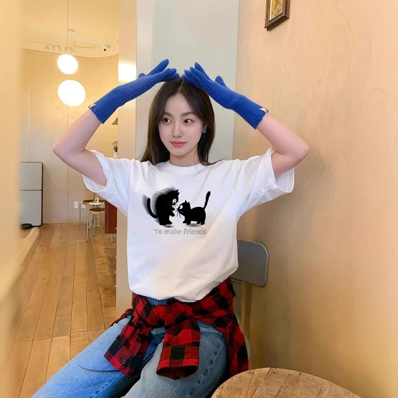 胖mm300斤白色正肩短袖t恤女2025新款爆款夏季宽松半袖超好看上衣