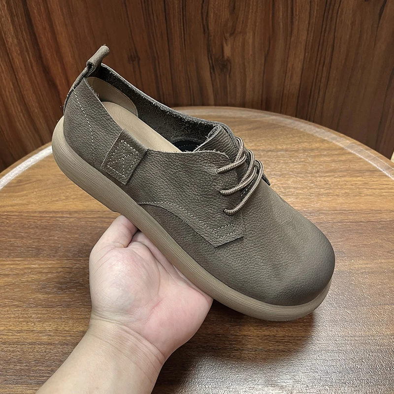 头层牛皮春季复古休闲鞋男士百搭透气真皮软底潮流潮鞋平底皮鞋