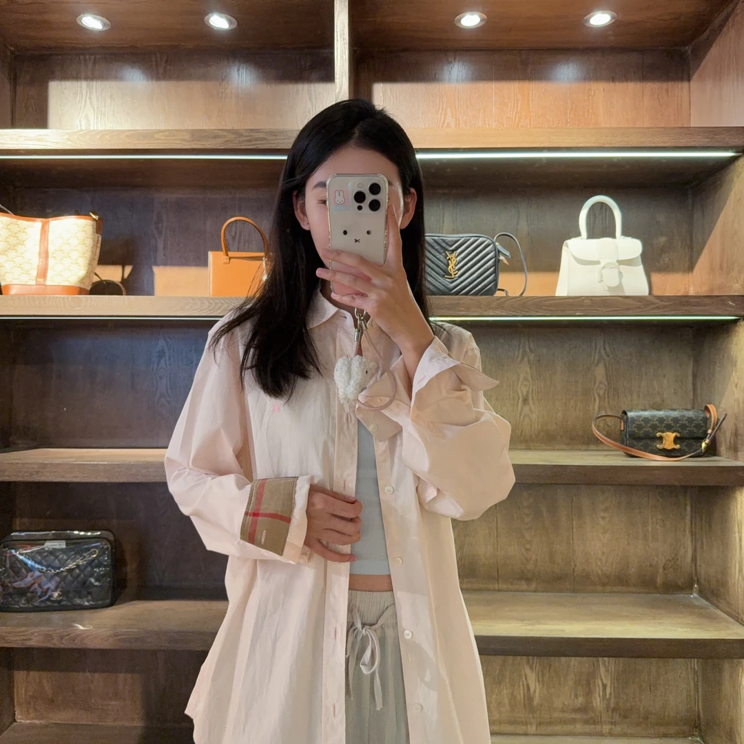 95新 BURBERRY/博柏利 麦殿/衬衣l码淡粉色/250611TYSBD15