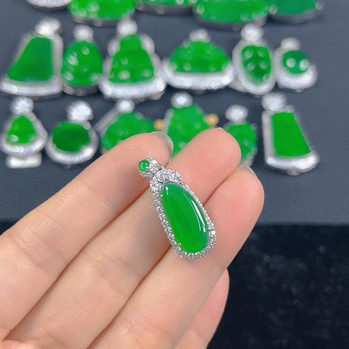 翡翠银S925镶嵌吊坠(不含链)