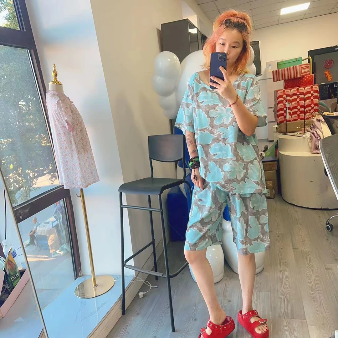 灰蓝款轻妈妈套装女2025夏季新款新中式国风套装