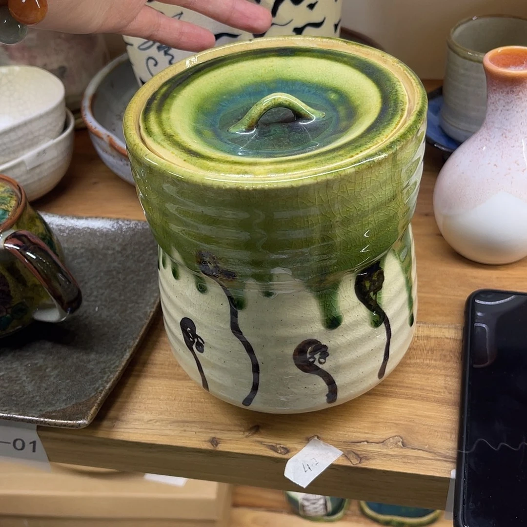 9***家瓷片绿织布水置可收纳茶叶