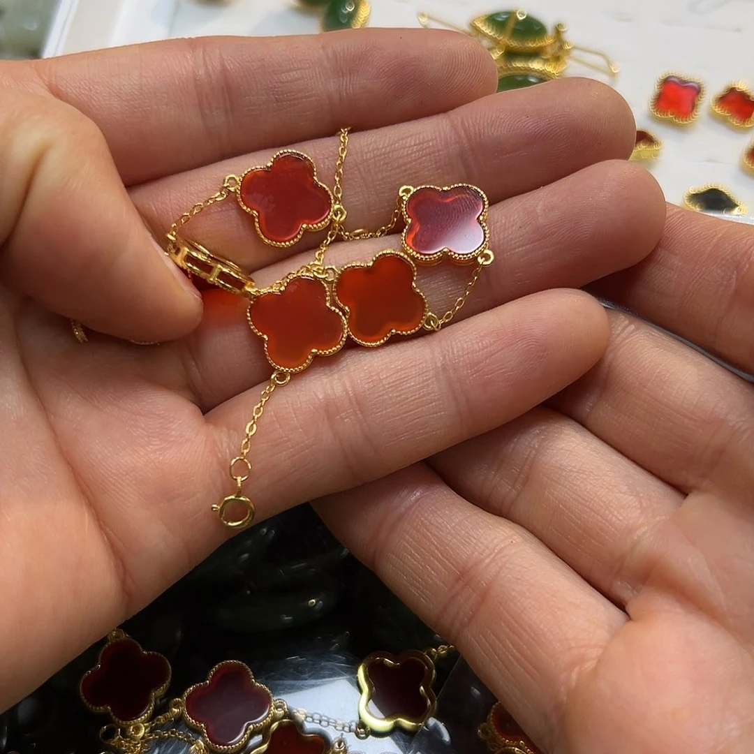 玛瑙/玉髓手链银S925镶嵌释*